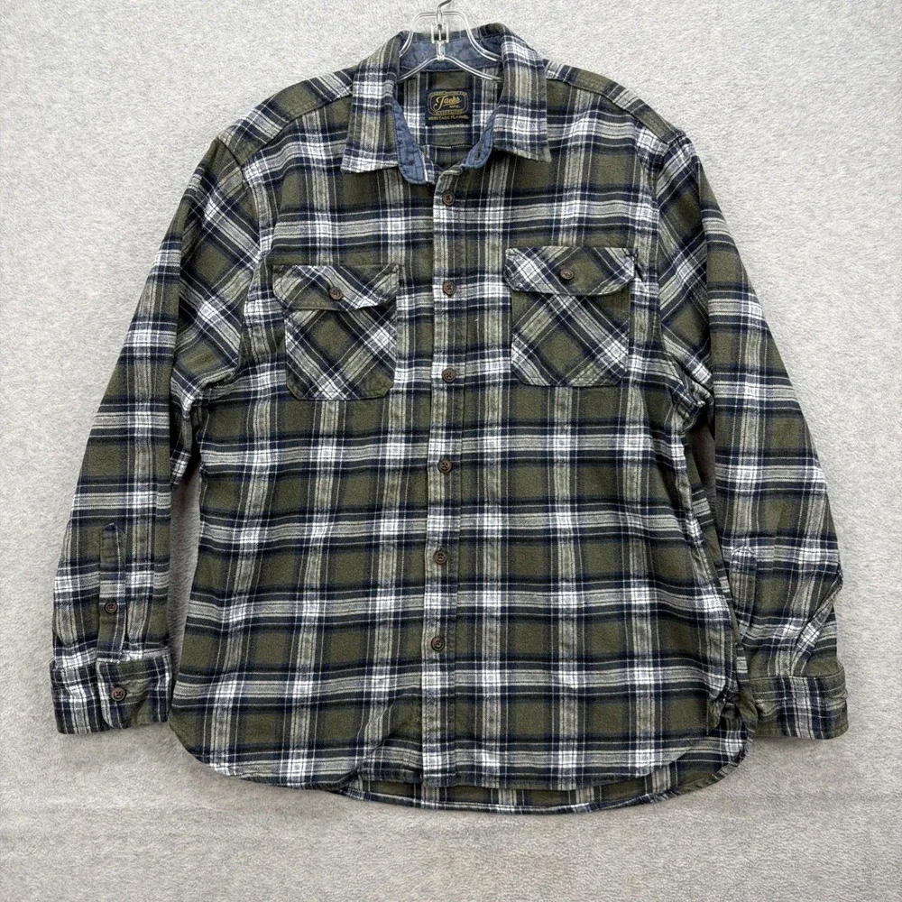 Jachs Heritage Flannel Shirt Mens XL Green Blue Plaid Chamois‎ Lumberjack Rugged
